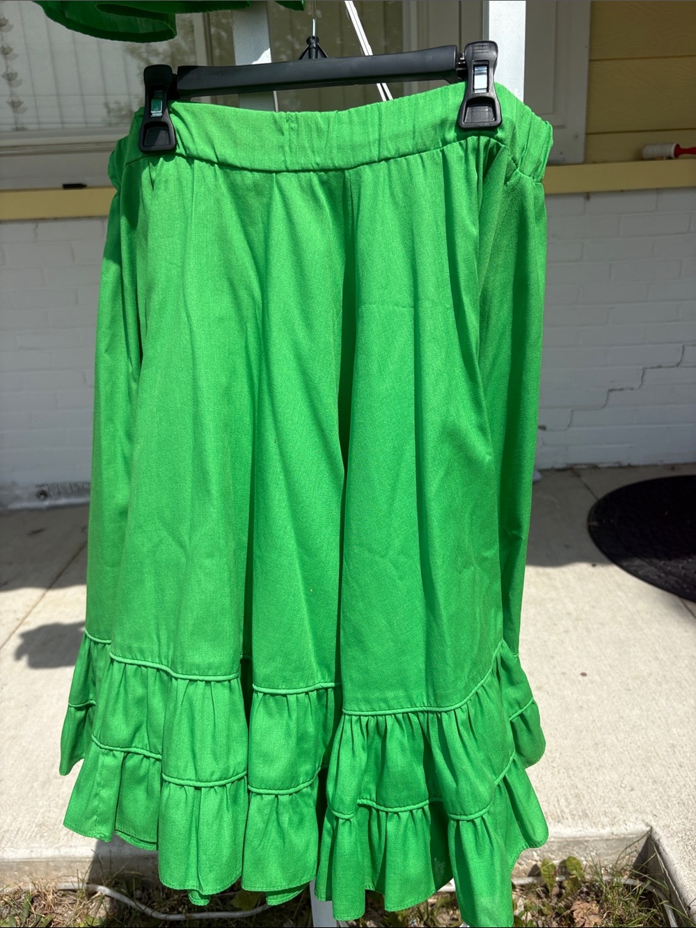 Bright Green Off-Shoulder Ruffle Dress Set - Picture 7 of 7